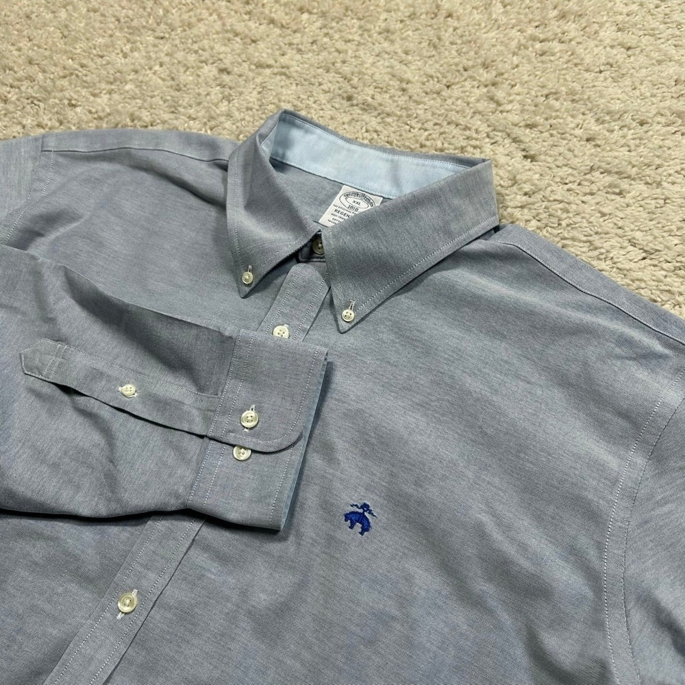 Brooks Brothers Button Down XXL Blue Regent Fit Non-Iron Stretch Cotton Shirt